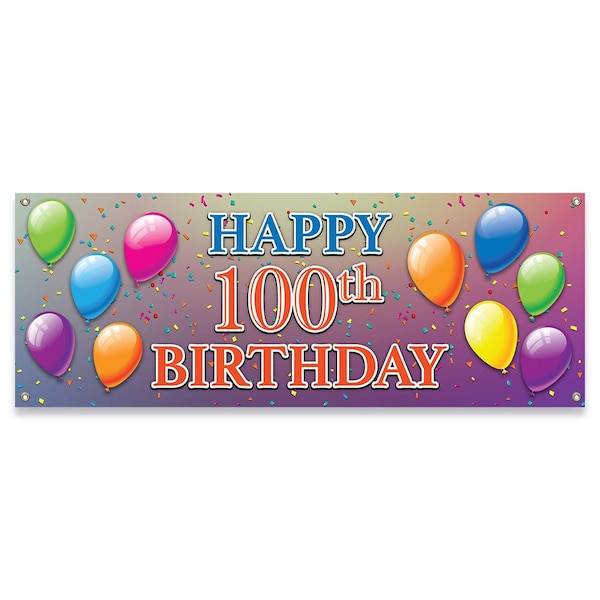 Signmission Happy 100th Birthday Banner Concession Stand Food Truck Single Sided B-30081 - main